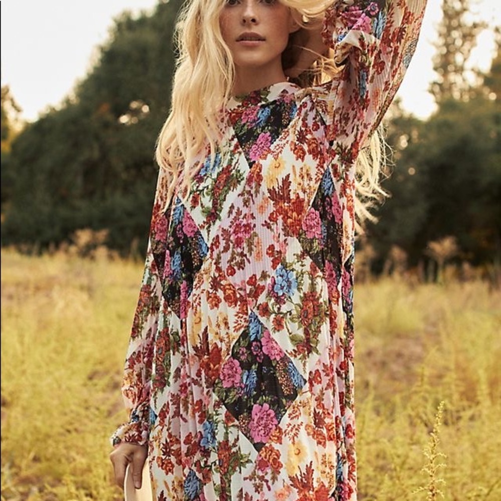 Anthropologie Shara Pleated Midi Dress Floral
